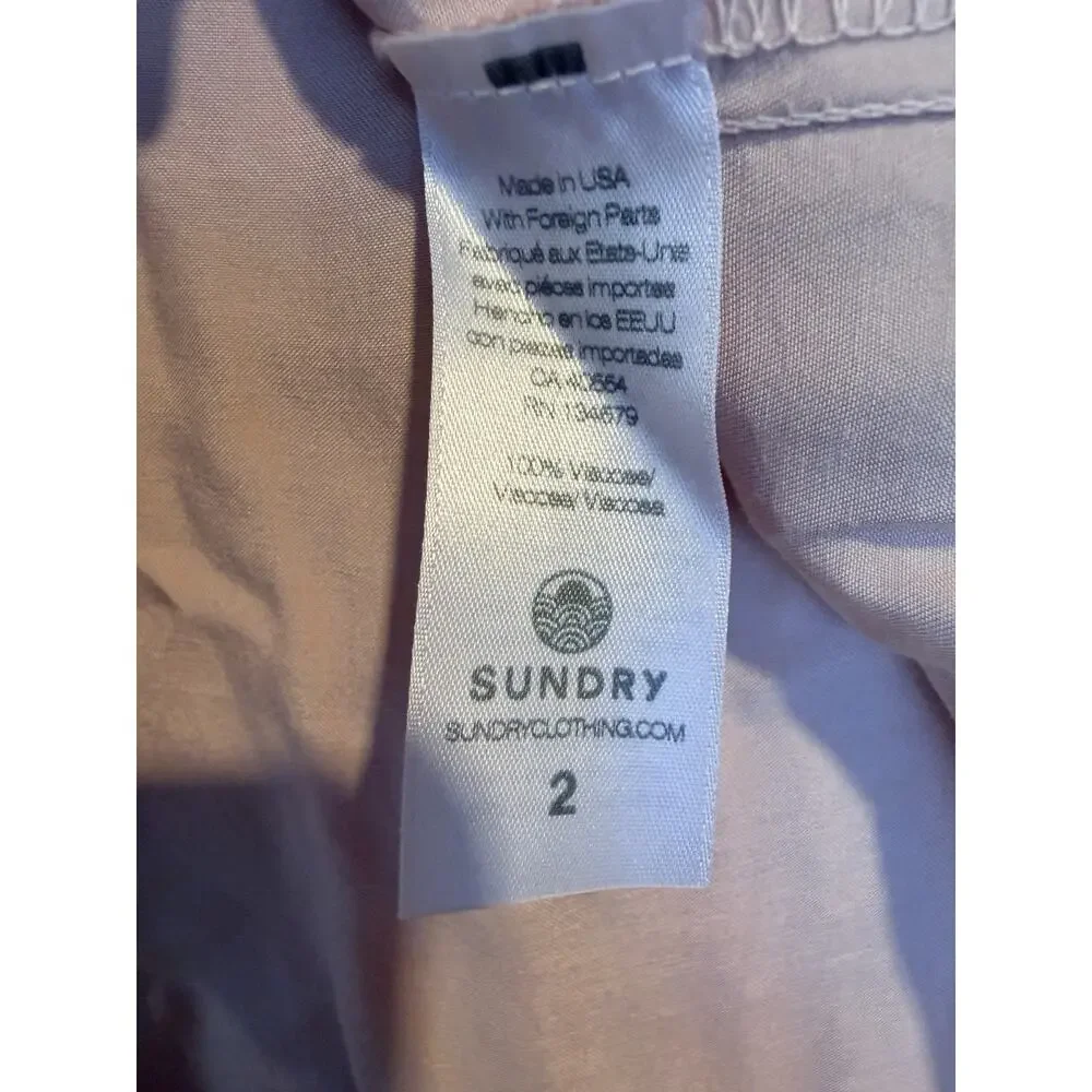 Sundry Button Up Top and Parachute Pant Set in Pink Quartz - M/L, NWT
